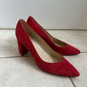 Mark Fisher Red Suede Zala Block Heel High Heel Size 8
